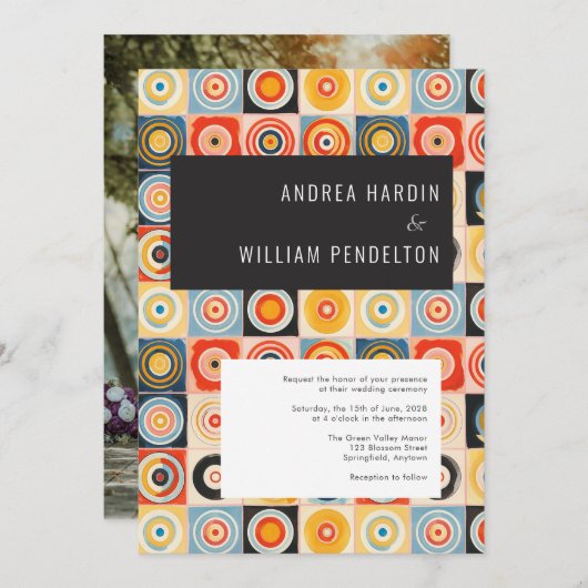 Eenvoudige minimalistische Mid Century Modern Wedd Kaart (Voorkant / Achterkant)