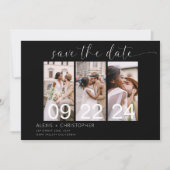 Eenvoudige minimalistische moderne 3 foto save the date (Voorkant)