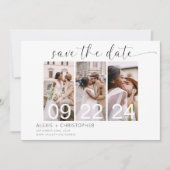 Eenvoudige minimalistische moderne 3 foto save the date (Voorkant)