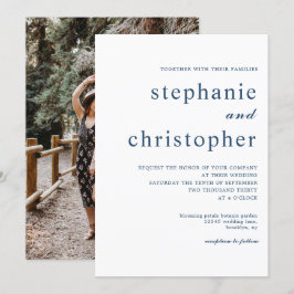 Eenvoudige minimalistische moderne blauwe script f kaart