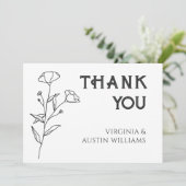 Eenvoudige Minimalistische Moderne Bloemige Bruilo Bedankkaart (Staand voorkant)