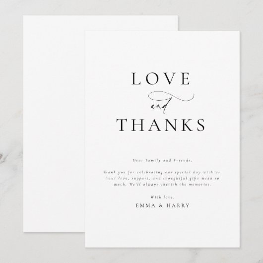 Eenvoudige minimalistische moderne bruiloft bedank kaart (Voorkant / Achterkant)
