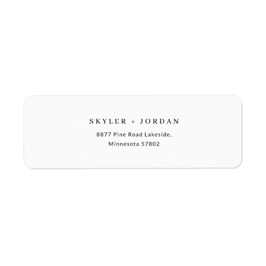 Eenvoudige minimalistische moderne bruiloft retour etiket (Voorkant)