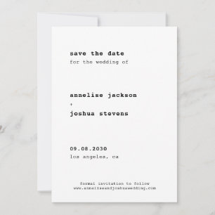 Eenvoudige, minimalistische moderne bruiloft save the date