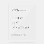 Eenvoudige minimalistische moderne bruiloft welkom acryl bord (Voorkant)