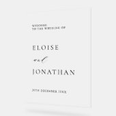 Eenvoudige minimalistische moderne bruiloft welkom acryl bord (Hoek)