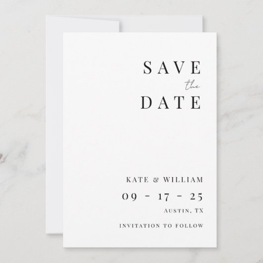Eenvoudige minimalistische moderne elegante bruilo save the date (Voorkant)