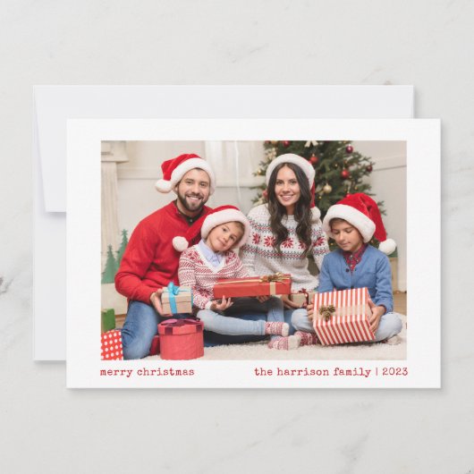 Eenvoudige Minimalistische Moderne Familie Foto Va Feestdagenkaart (Voorkant)