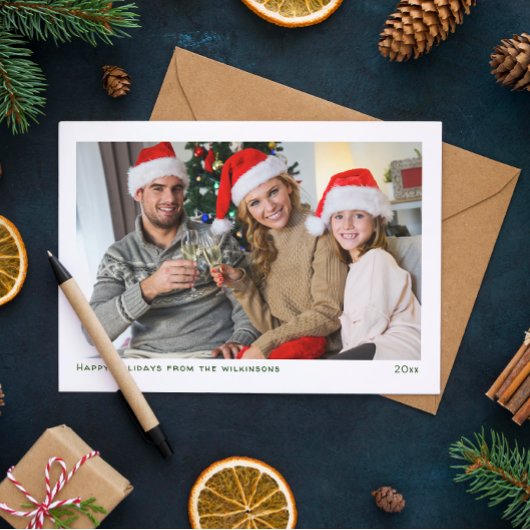 Eenvoudige minimalistische moderne familiefoto feestdagenkaart