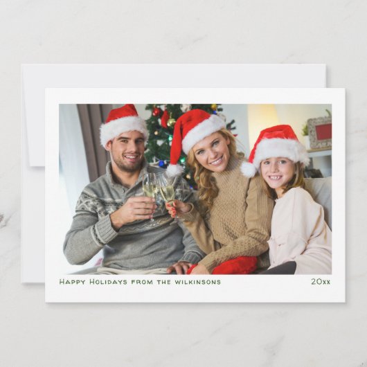 Eenvoudige minimalistische moderne familiefoto feestdagenkaart (Voorkant)
