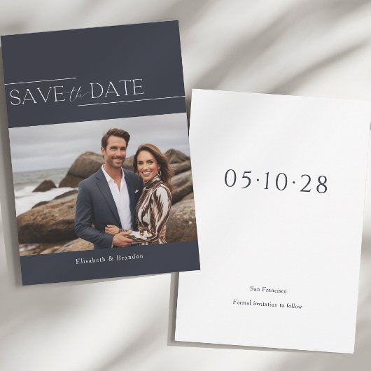 Eenvoudige minimalistische moderne foto bruiloft save the date