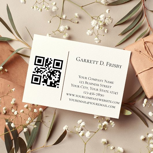 Eenvoudige minimalistische moderne Logo QR code zw Visitekaartje