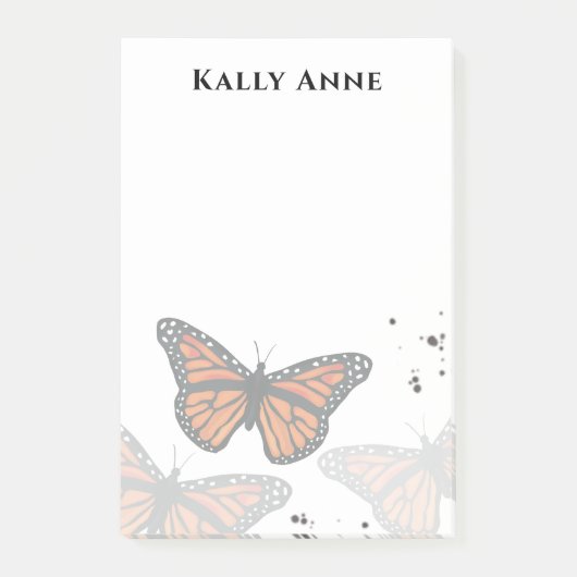 Eenvoudige, minimalistische, moderne monboogvlinde post-it® notes (Voorkant)