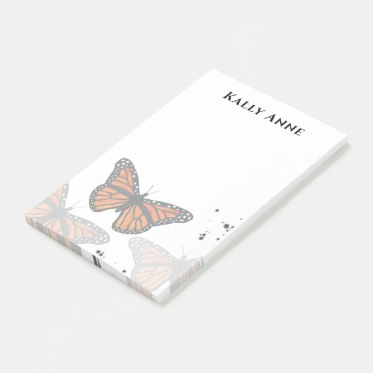 Eenvoudige, minimalistische, moderne monboogvlinde post-it® notes (Schuin)