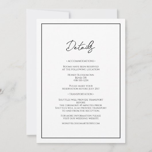 Eenvoudige minimalistische moderne monogram en det kaart (Achterkant)