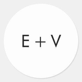 Eenvoudige Minimalistische Moderne Monogram Huweli Ronde Sticker