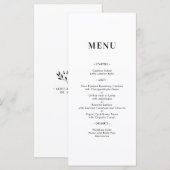 Eenvoudige Minimalistische Moderne Monogram Trouwm Menu (Voorkant / Achterkant)