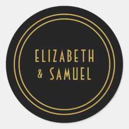 Eenvoudige minimalistische moderne namen Goud Zwar Ronde Sticker