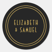 Eenvoudige minimalistische moderne namen Goud Zwar Ronde Sticker (Voorkant)