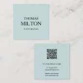 Eenvoudige minimalistische moderne QR-code Vierkante Visitekaartje (Voorkant / Achterkant)