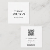 Eenvoudige minimalistische moderne QR-code Vierkante Visitekaartje (Voorkant / Achterkant)