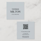 Eenvoudige minimalistische moderne QR-code Vierkante Visitekaartje (Voorkant / Achterkant)