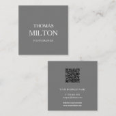 Eenvoudige minimalistische moderne QR-code Vierkante Visitekaartje (Voorkant / Achterkant)