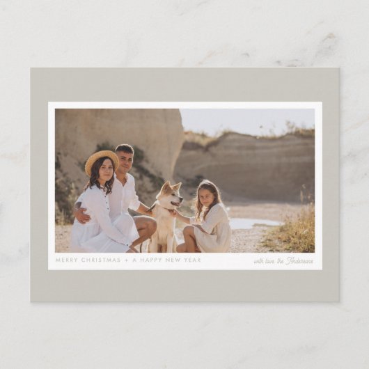 Eenvoudige minimalistische moderne repose grijs 1  feestdagenkaart (Voorkant)