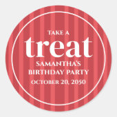 Eenvoudige minimalistische moderne Rode Stripe Tre Ronde Sticker (Voorkant)