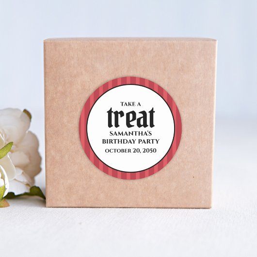 Eenvoudige minimalistische moderne Rode Stripe Tre Ronde Sticker