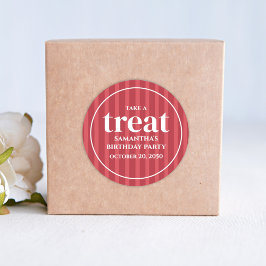 Eenvoudige minimalistische moderne Rode Stripe Tre Ronde Sticker