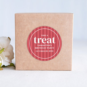 Eenvoudige minimalistische moderne Rode Stripe Tre Ronde Sticker