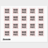 Eenvoudige minimalistische moderne roze handgemaak vierkante sticker (Vel)