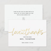 Eenvoudige Minimalistische Moderne Script Bruidsbo Bedankkaart (Voorkant / Achterkant)