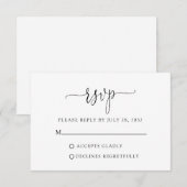 Eenvoudige minimalistische moderne scripttypografi RSVP kaartje (Voorkant / Achterkant)