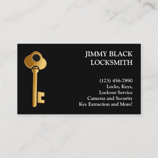 Eenvoudige minimalistische moderne slotenmaker gou visitekaartje (Voorkant)
