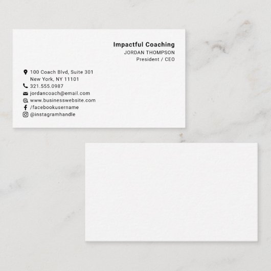 Eenvoudige minimalistische moderne sociale mediapi visitekaartje (Voorkant / Achterkant)