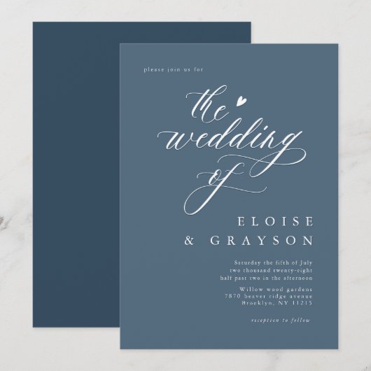 Eenvoudige Minimalistische Moderne Stofblauwe Brui Kaart (Voorkant / Achterkant)