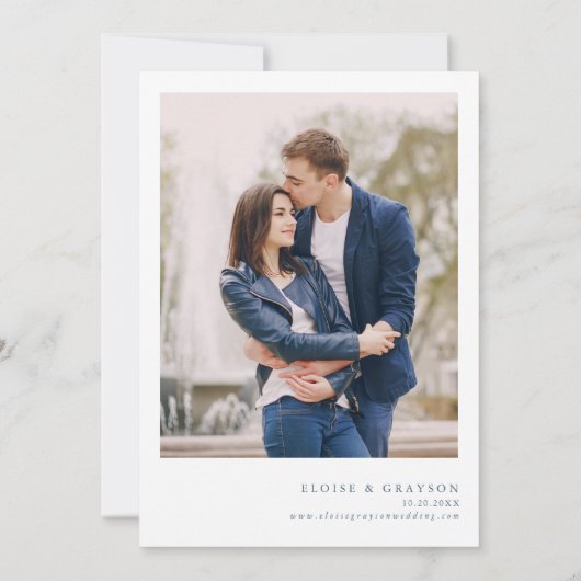 Eenvoudige minimalistische moderne stoffige blauwe kaart (Achterkant)