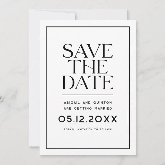 Eenvoudige minimalistische moderne trendy Save the Save The Date (Voorkant)
