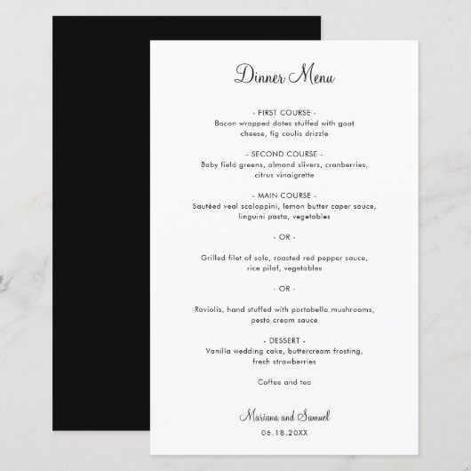 Eenvoudige Minimalistische Moderne Trouwmenu (Voorkant / Achterkant)