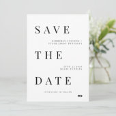Eenvoudige, minimalistische moderne typografische  save the date (Staand voorkant)