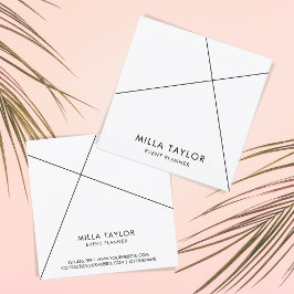 Eenvoudige minimalistische moderne zwart-wit geome vierkante visitekaartje