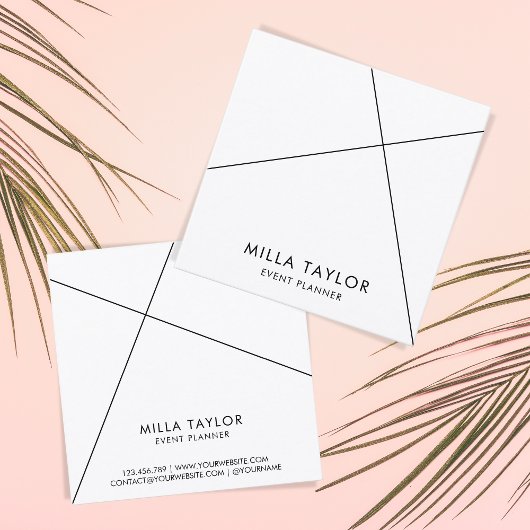 Eenvoudige minimalistische moderne zwart-wit geome vierkante visitekaartje