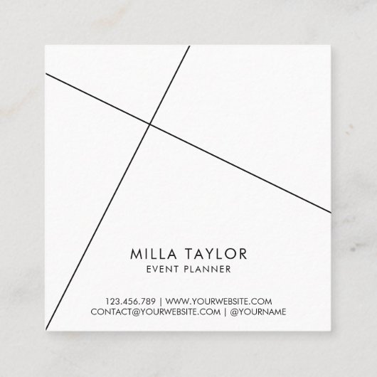 Eenvoudige minimalistische moderne zwart-wit geome vierkante visitekaartje (Achterkant)
