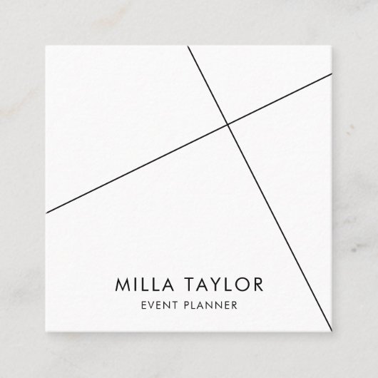 Eenvoudige minimalistische moderne zwart-wit geome vierkante visitekaartje (Voorkant)