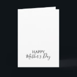 Eenvoudige minimalistische Moederdag voor kalligra Kaart<br><div class="desc">Deze eenvoudige minimalistische kalligrafiekaart is perfect voor een feestelijke viering. Het eenvoudige en elegante ontwerp kenmerkt klassieke en fancy manuscripttypografie in zwart-wit.</div>