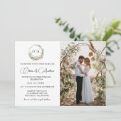 Eenvoudige minimalistische monogram foto bruiloft kaart (Staand voorkant)