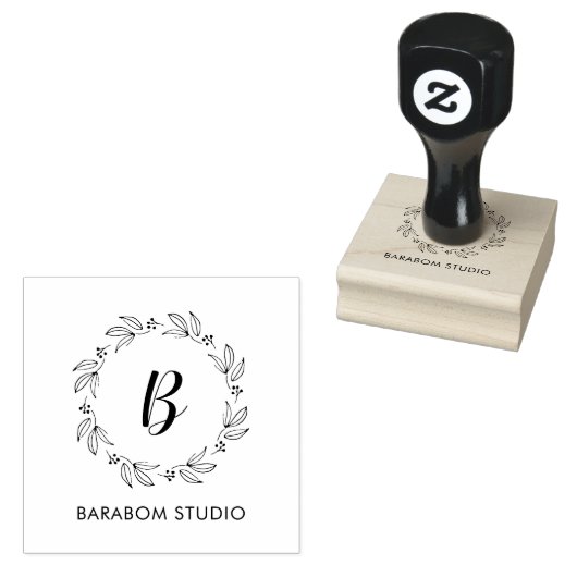 Eenvoudige minimalistische monogram/Logo bedrijfst Rubberstempel (Gestempeld)