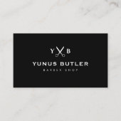 Eenvoudige minimalistische Monogram Schaar Barbers Visitekaartje (Voorkant)